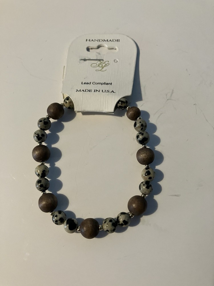 Handmade Beaded Stretch Bracelet Brown & Black NEW