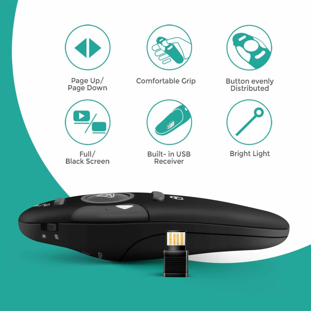 Laser Pointer Remote Control with USB, Supports Mac, Android iOS