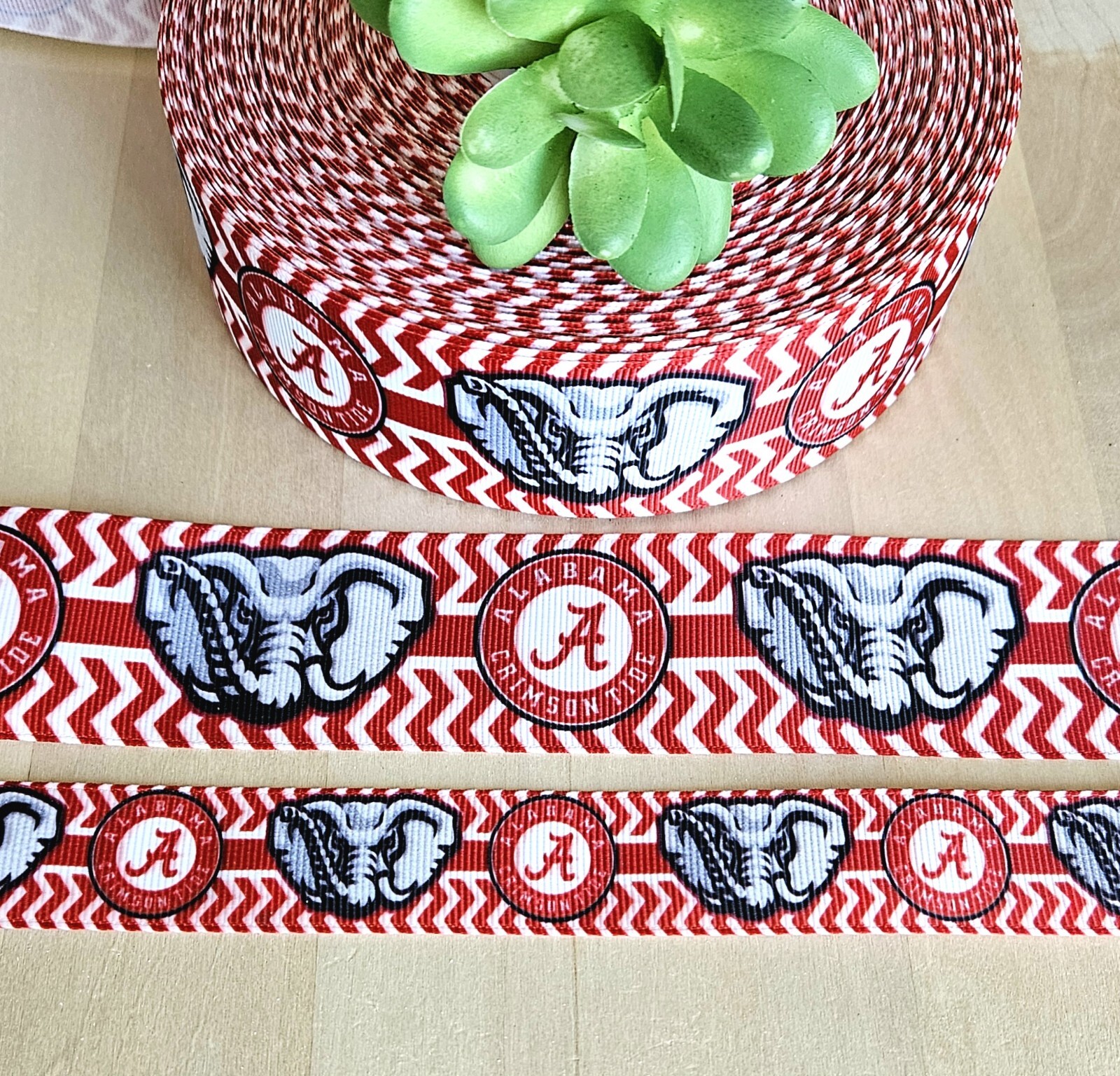 7/8 & 1.5" (1 YD) Alabama Crimson Tide Ribbon Roll Tide Collegiate Ribbon