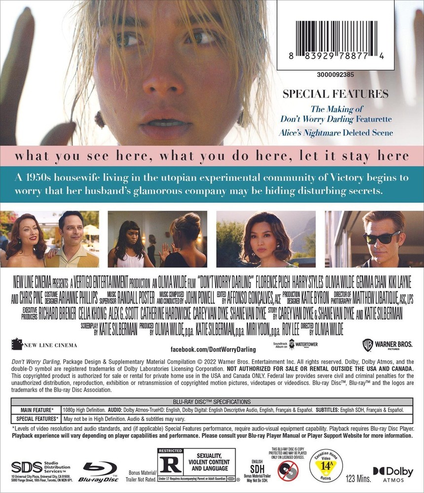Don't Worry Darling Blu-ray Florence Pugh NEW