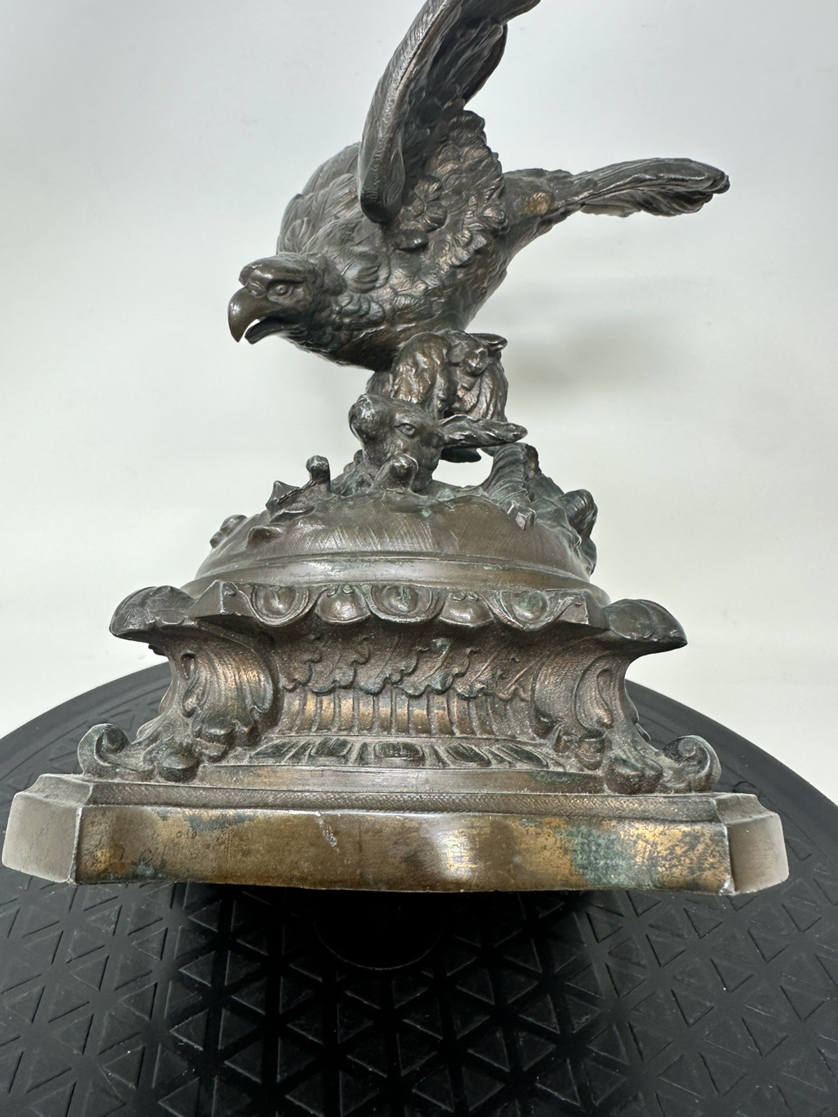 Antique French Bronze Eagle (?) Attacking Hare 9.5” Style of Jules Moigniez