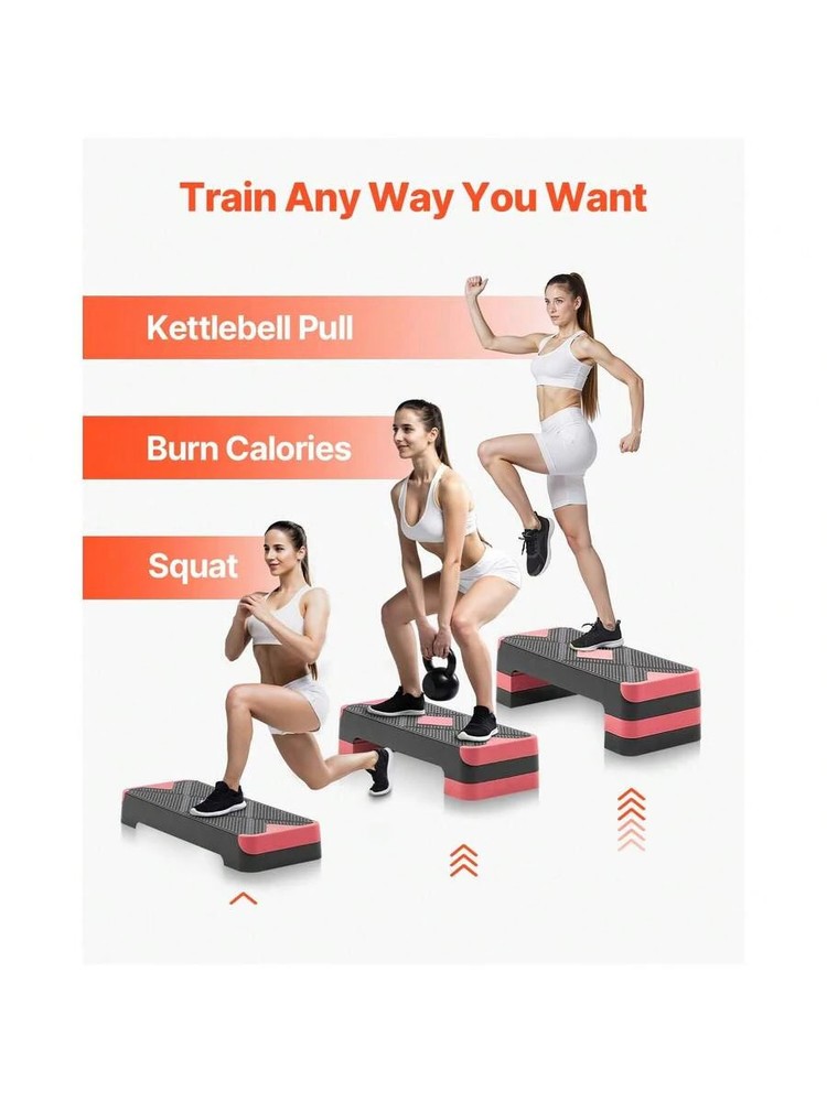 Aerobic Exercise Step Platform 28-Inch Workout Stepper Height Adjustable Fitnes
