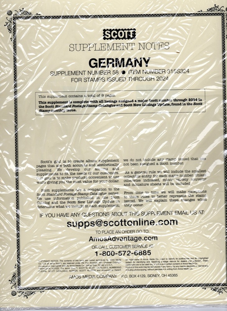 Scott Specialty Germany Supplement #58 2024 315S324