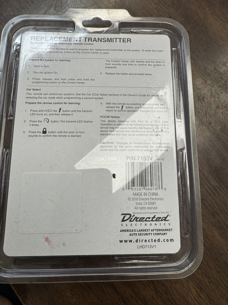 Viper 7153V Supercode 1-Way 5-Button Remote