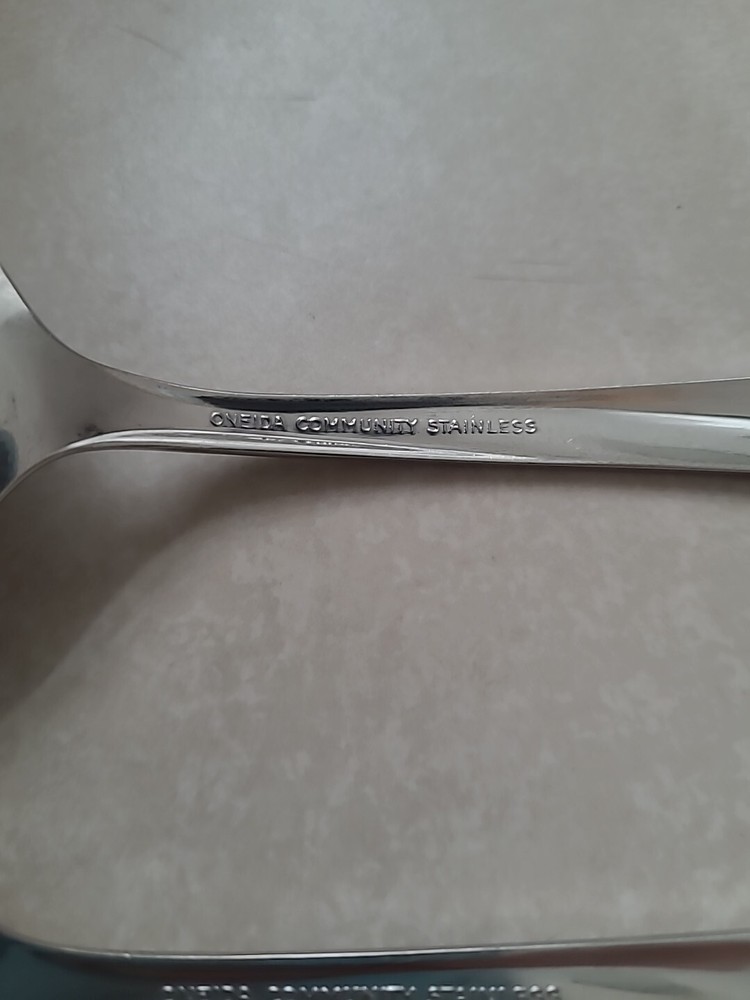Oneida Stainless Flatware 2 pc Serving Spoon and Meat Fork VTG