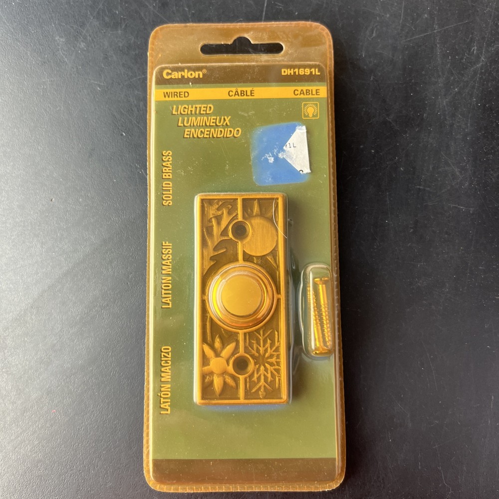 Carlon DH1691L WHT/BRS Rect PushButton