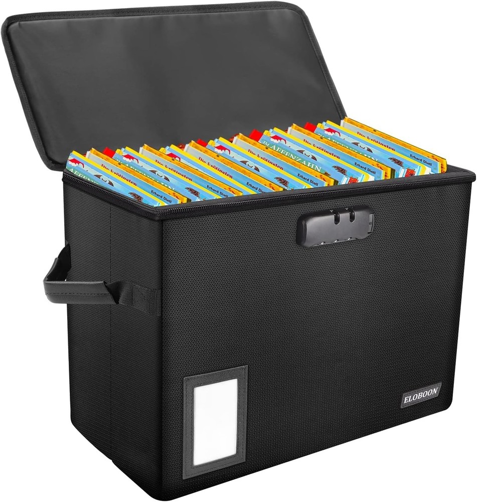 Comic Book Storage Box Fireproof & Water-Resistant Comic Book Box with Lock a...