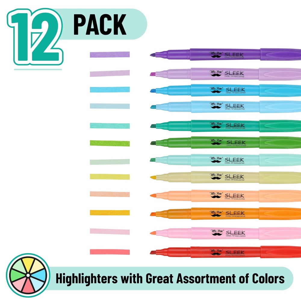 Mr. Pen- Highlighters, 12 Pack, Assorted Colors, Chisel Tip, 12 Bright