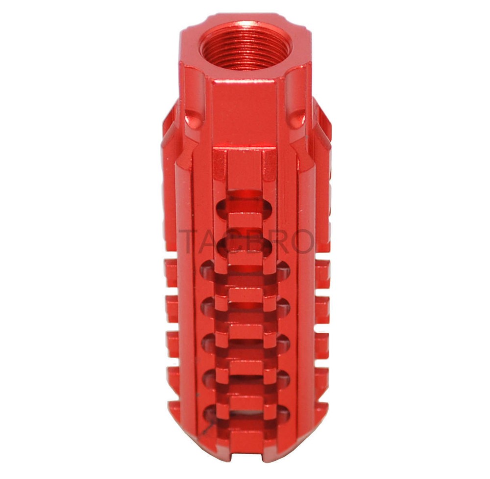 Skeleton Design 9MM Muzzle Brake With 1/2"x28 Thread Pitch - Red Aluminum