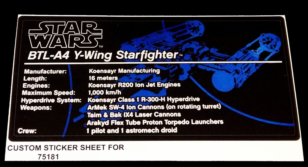 Custom Decal for 75181 Replacement Sticker for 75181
