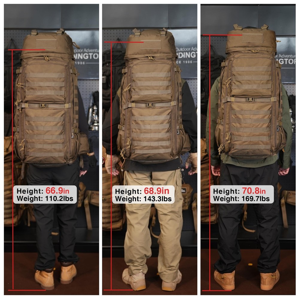 75L Molle Hiking Internal Frame Backpacks with Rain Cover for Camping,Backpac...