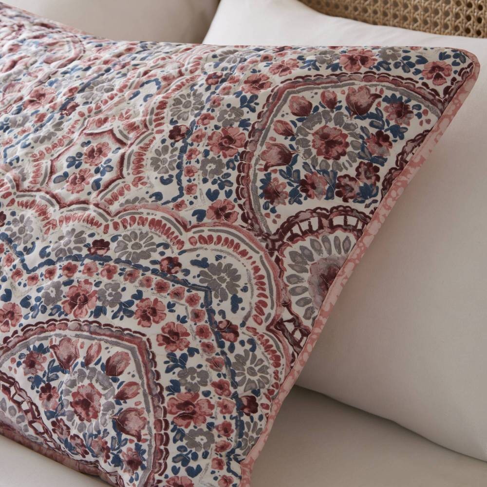 Twin Reversible Quilt Set 2pc Boho Medallion, Soft Polyester Fabric