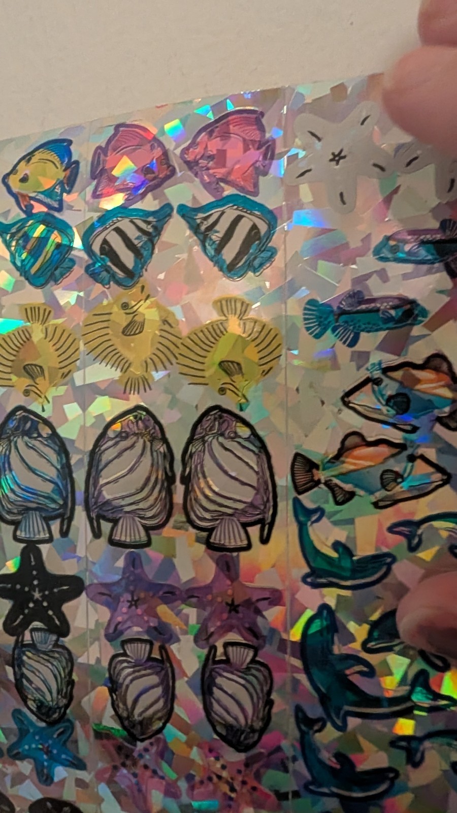 Vintage Stickers Early Sandylion ?? Prism Dolphins Fish Starfish Large Sheet