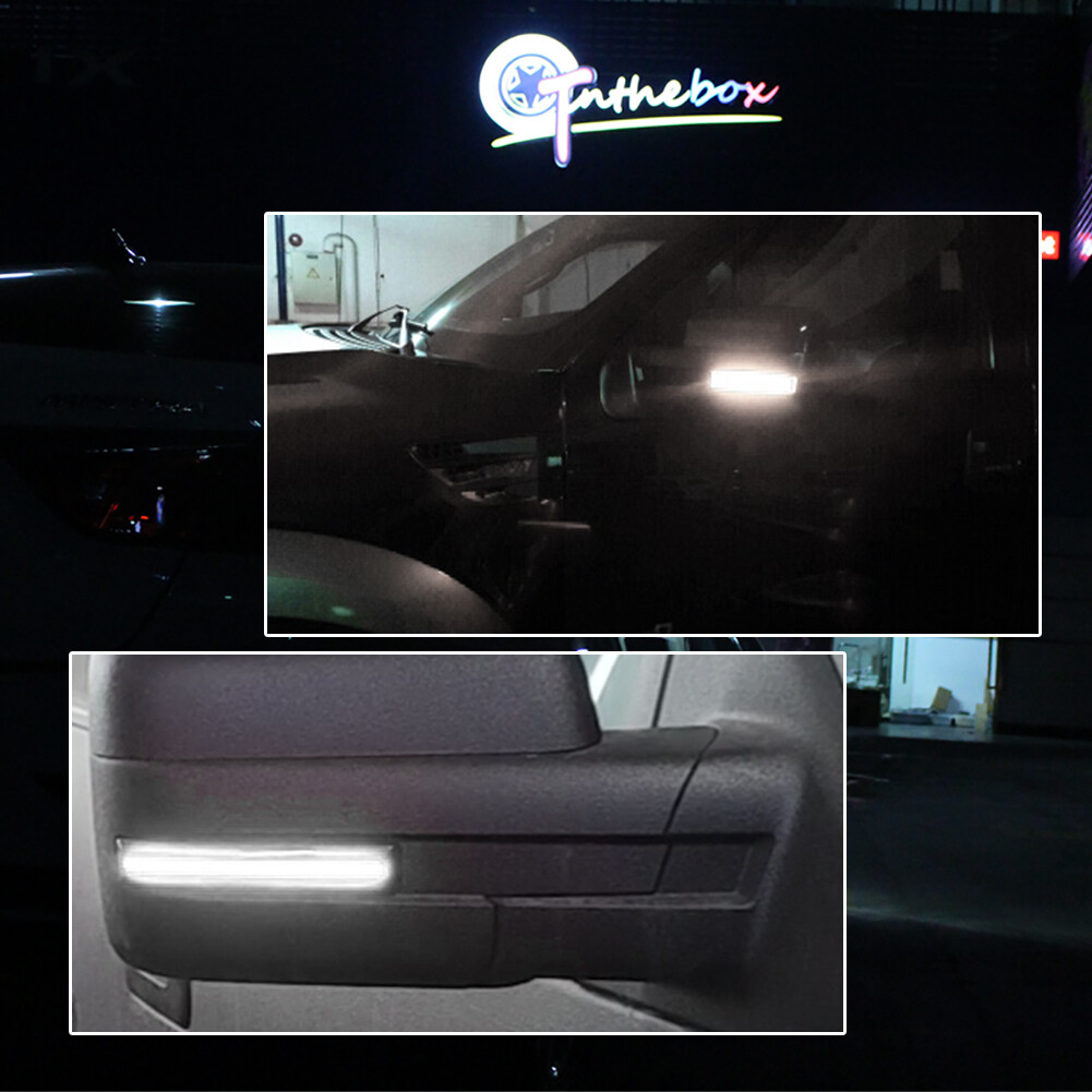 2X White LED Side Mirror Lamp Turn Signal Lights For 2009-2014 Ford F-150 Smoked