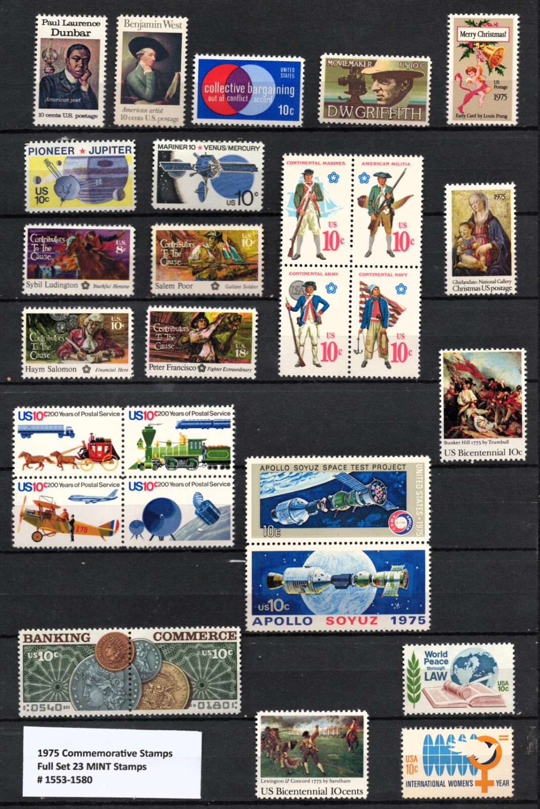 1975 MINT US Commemorative Full Year Stamp Set SC #1558-80 MINT NH