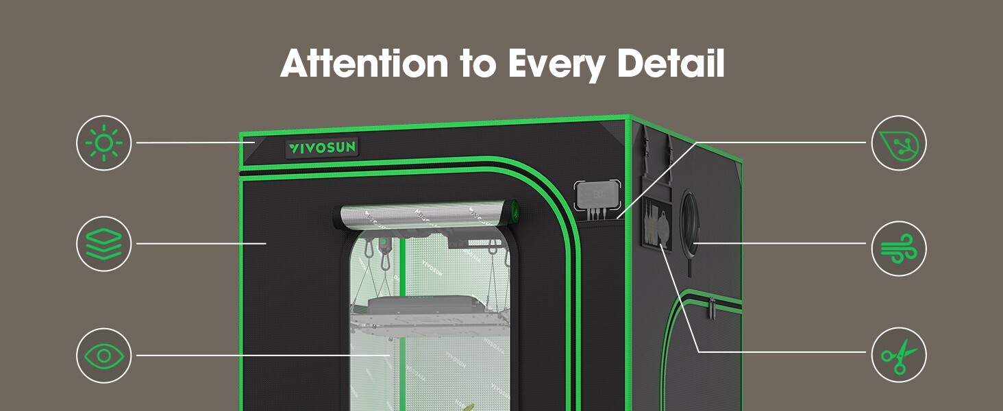 VIVOSUN P448 4x4 Grow Tent 48"x48"x80" ,High Reflective Mylar, 2000D Oxford canv