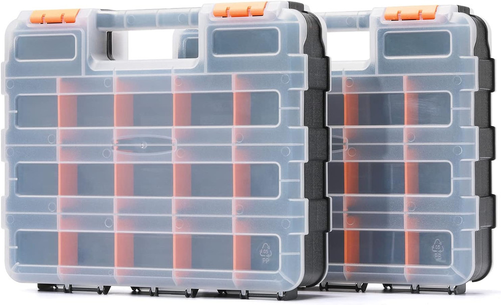 Double Side Tools Organizer, Customizable Removable Plastic Dividers, Hardware B