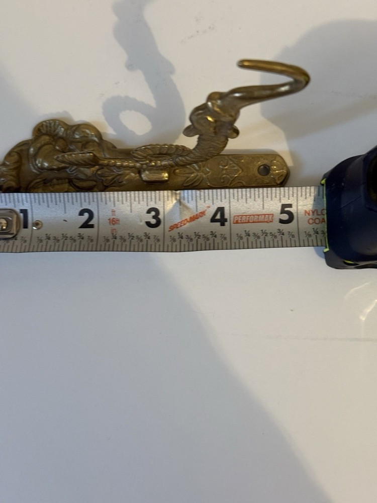 Vintage Solid Brass Wall Hook Serpent-Style With Faces Ornate