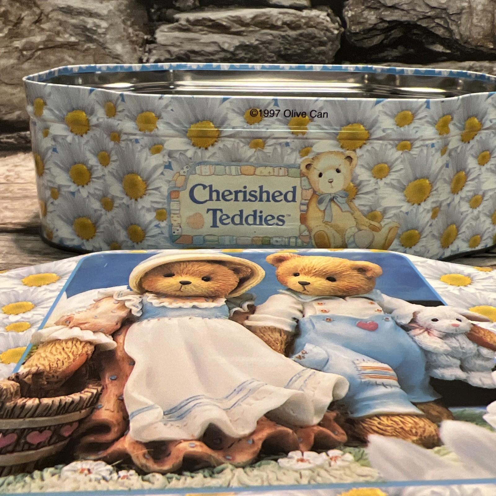 Cherished Teddies 1997 Enesco Collectible Metal Tin Bears Metal Box w/ Lid Empty