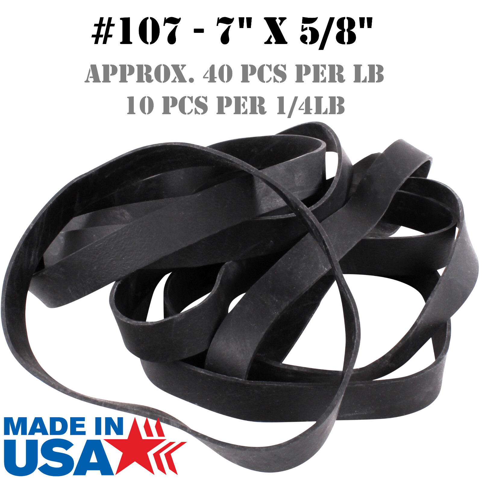 Platinum Rubber Bands #107 Size Black (Extra Wide 5/8 Inch, Large) UV Rated 1LB
