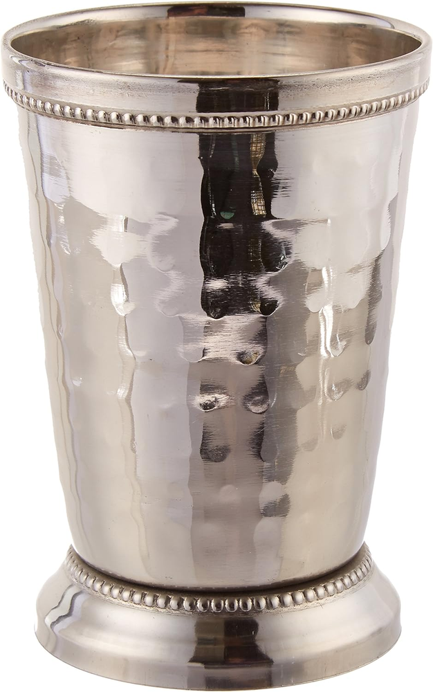 12 Oz Hammered Mint Julep Cup, Large, Silver