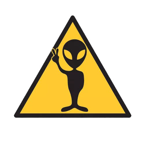 Alien Caution Sign Sticker