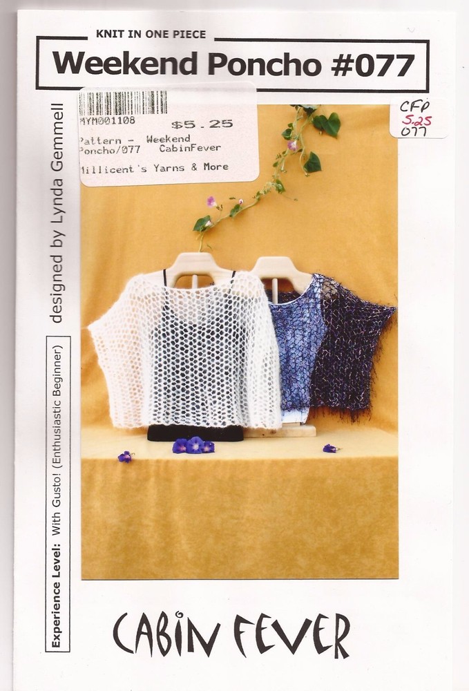 Weekend Poncho - Cabin Fever Knitting Pattern #077 - Enthusiastic Beginner Level