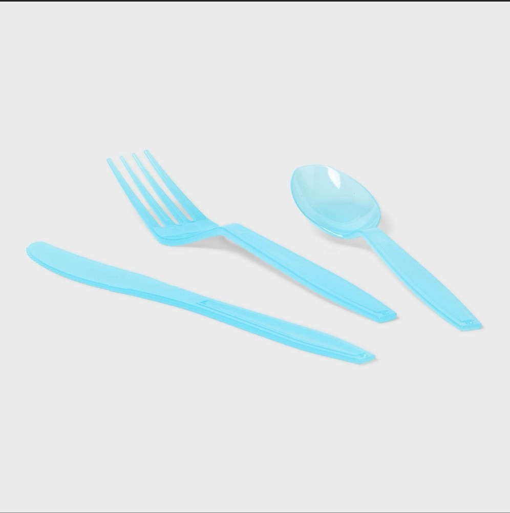 Two Boxes Sun Squad Blue Disposable Flatware 24ct Each
