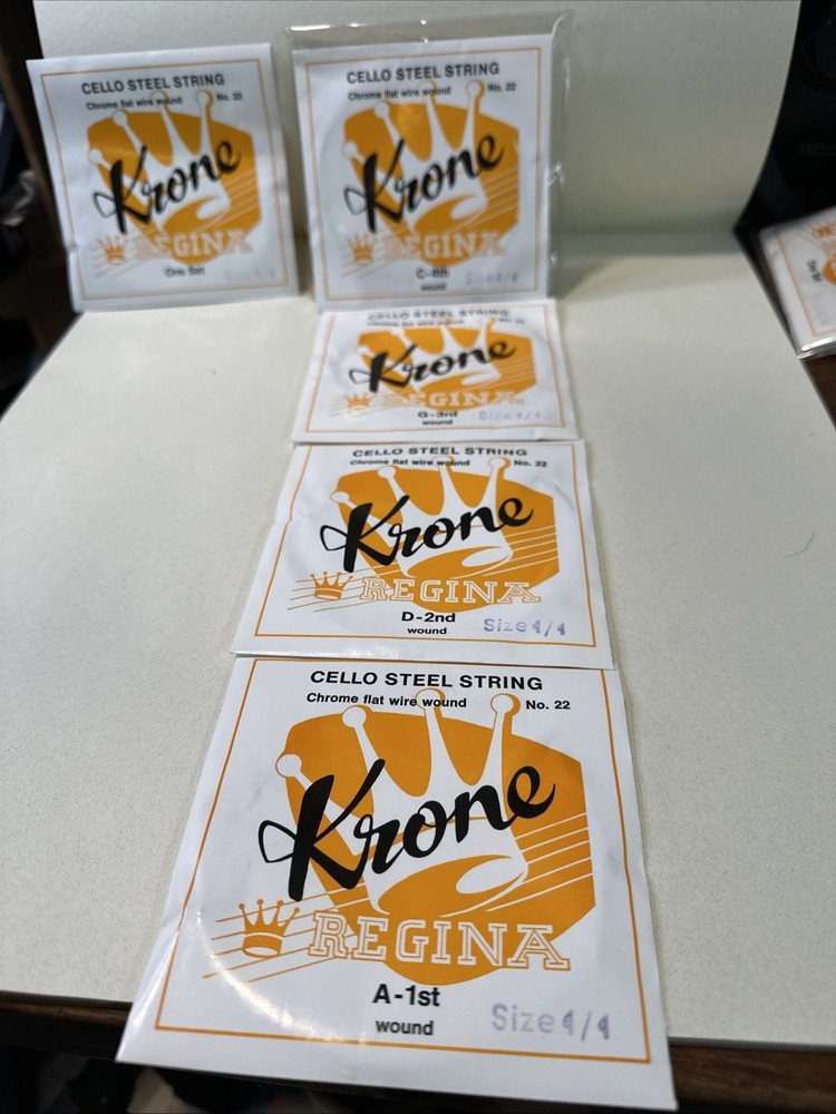 Krone Cello String Set 4/4 Size Chrome Flat Wire Wound New