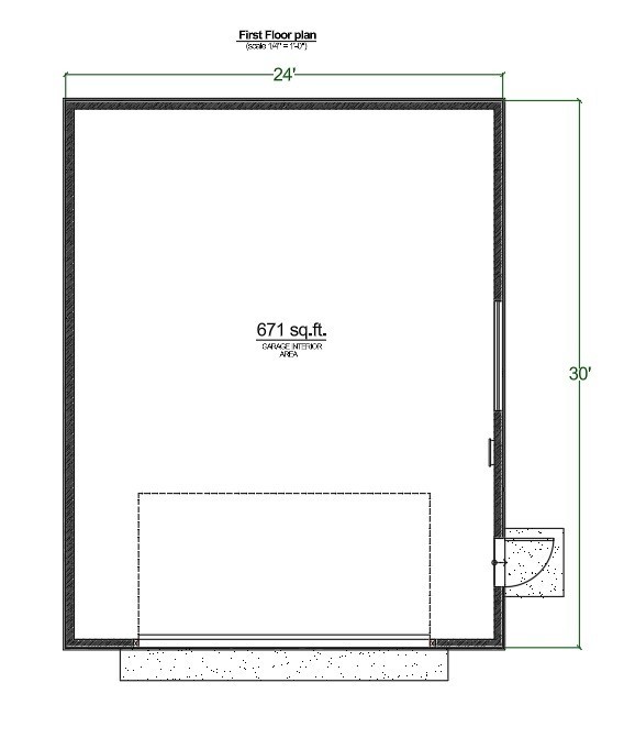 24'x30' Two Car Garage Plan with Loft
