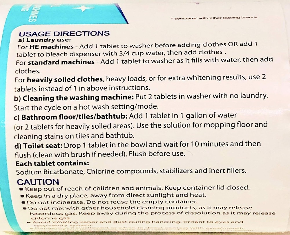 Bleach Tablets - 40 count. for laundry and multipurpose cleaning....