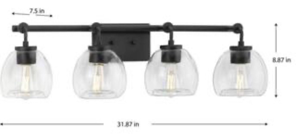 Progress Lighting Caisson 4-Lt Graphite/Clear Industrial Vanity - P300348-143