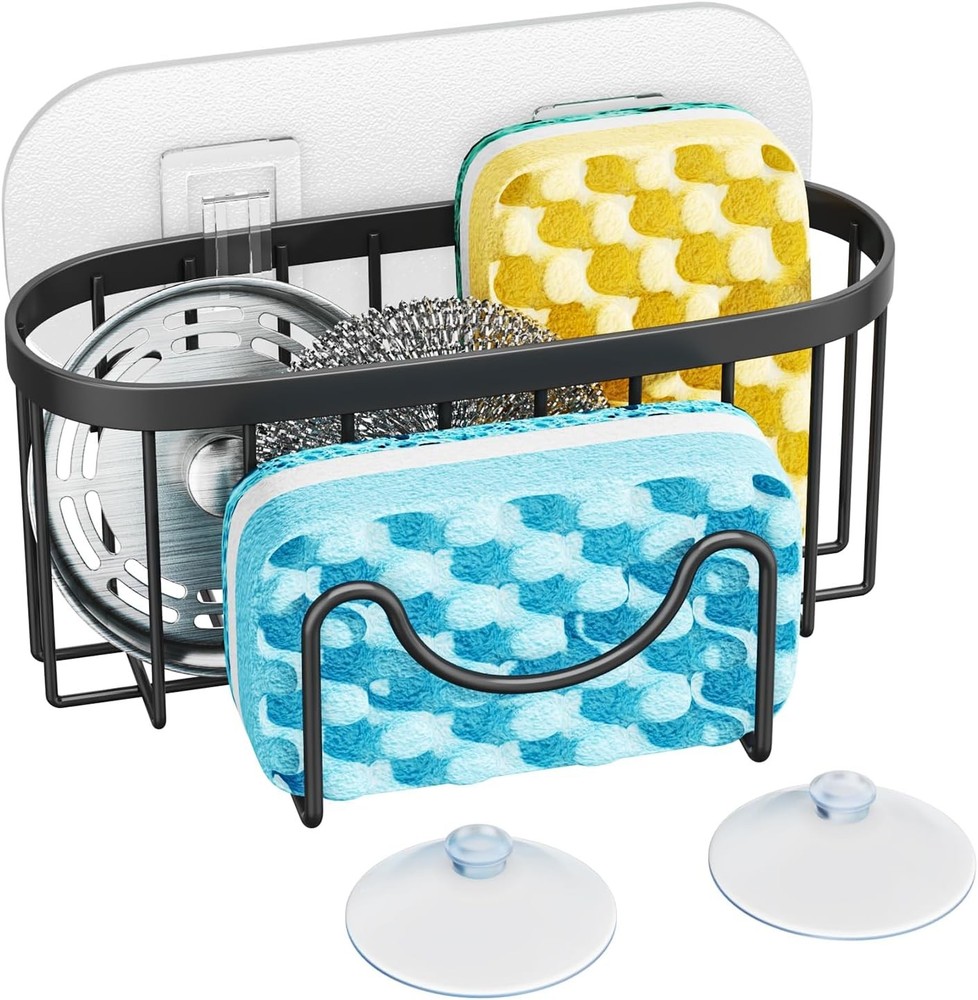 Multifunctional Sponge Holder with Unique M-Shaped, 2 Installation Methods