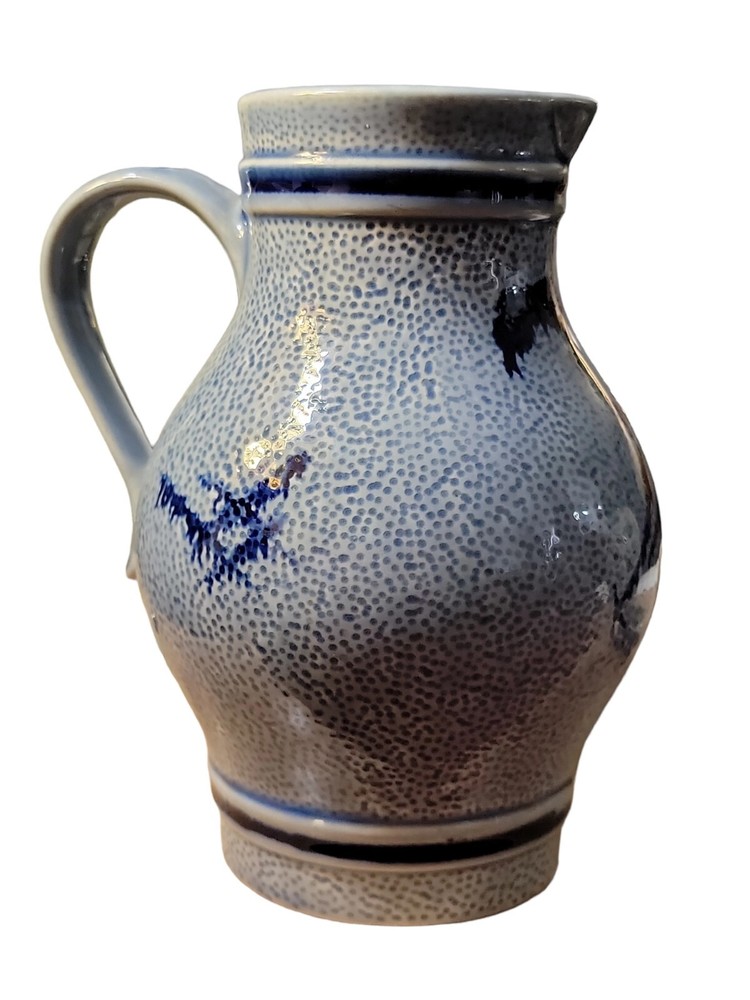 Vtg Blue Salt Glaze 8 " Pitcher