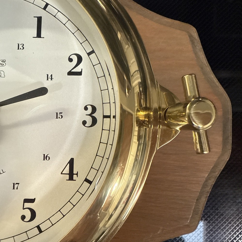 WEEMS & PLATH NAUTICAL SHIP'S BELL CLOCK SOLID BRASS