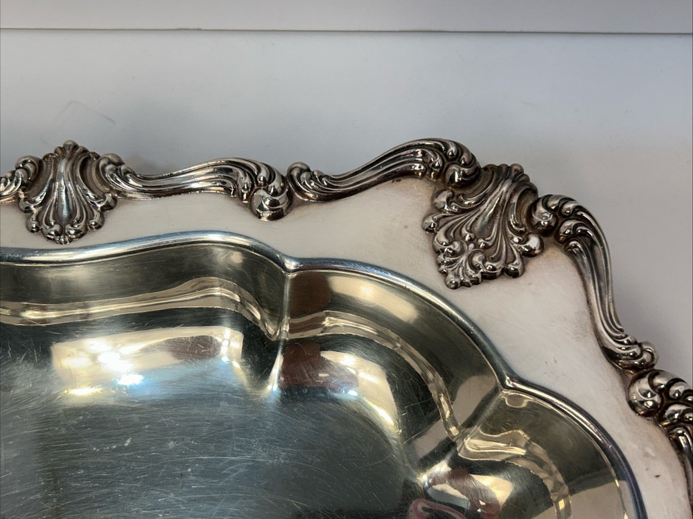 Electroplated Silver on Copper Rectangular Serving Tray Rococo Revival W&SB