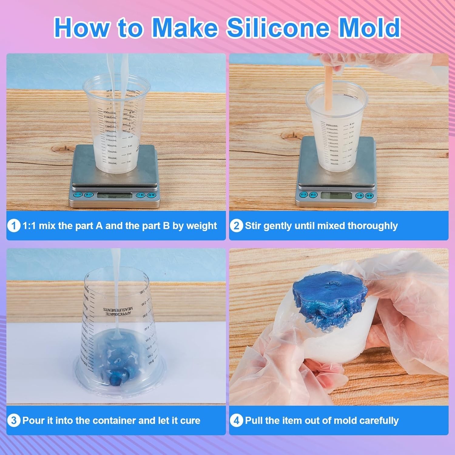 Silicone Mold Making Kit, 38.8oz 15A Elastic Liquid Silica Gel for Casting Resin