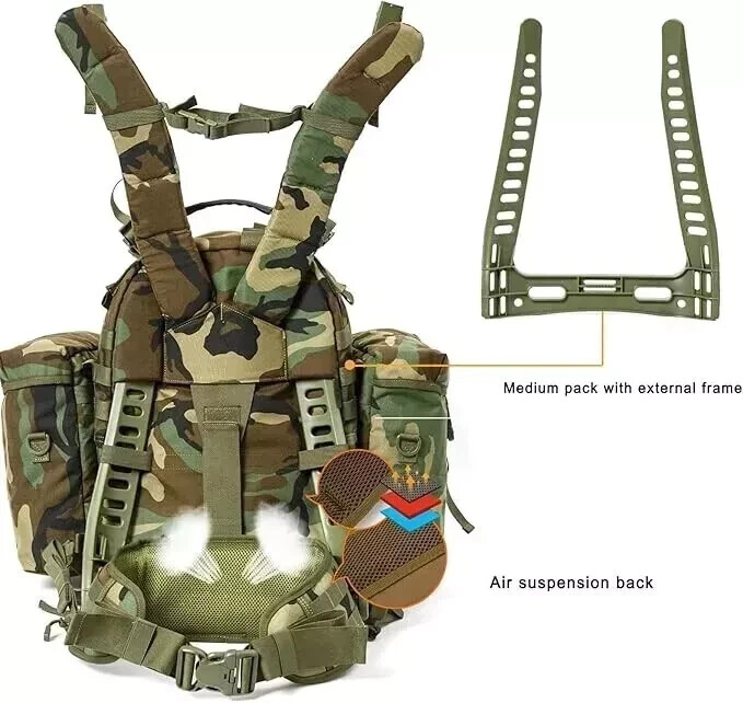 MT Military MOLLE II Medium Rucksack ABS Frame Detachable Side Pouches