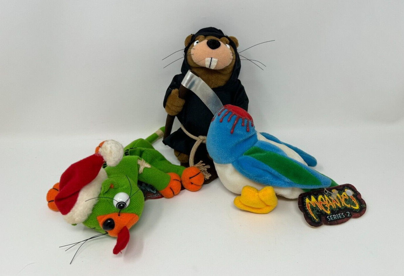 Meanies Lot 3 Grim Beaver Bird Cat Series Plush The Idea Factory Stuffed Animal