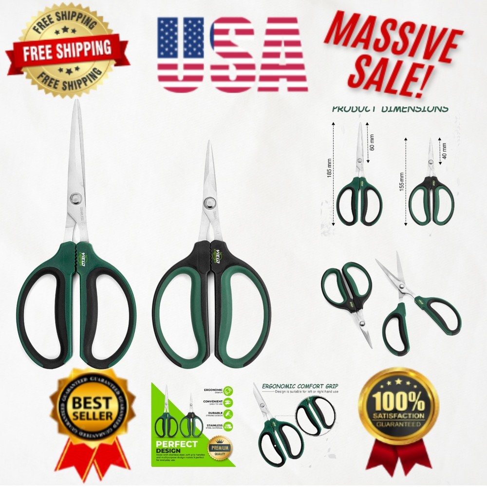 Professional 2-Pack Bonsai Scissors & Trimming Shears Set - Ergonomic & Durable