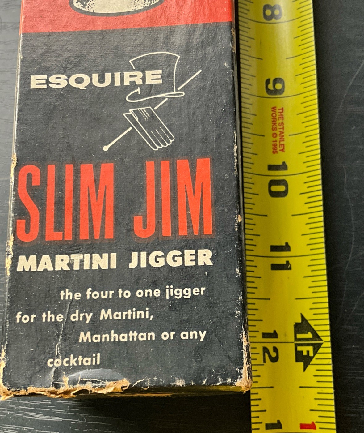 1950’s Vintage Esquire Brand SLIM JIM Martini Jigger In Original Box 12.5” Long