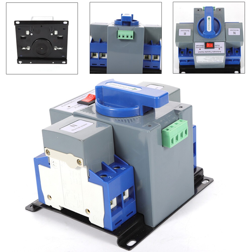 63A ATS Dual Power Automatic Transfer Switch for Generator Changeover Switch 2P