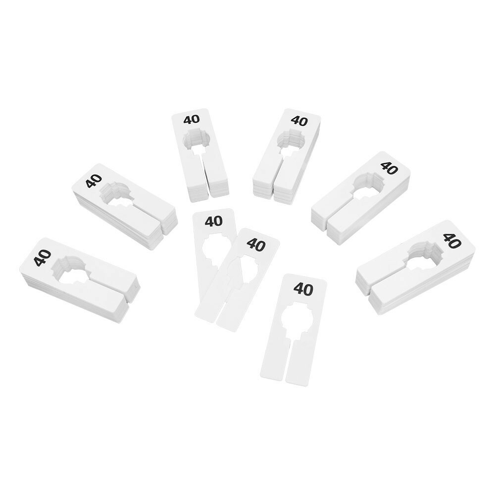 10 PC 2" x 5" Clothing Rack Size 40 Dividers Hangers White Plastic Rectangular