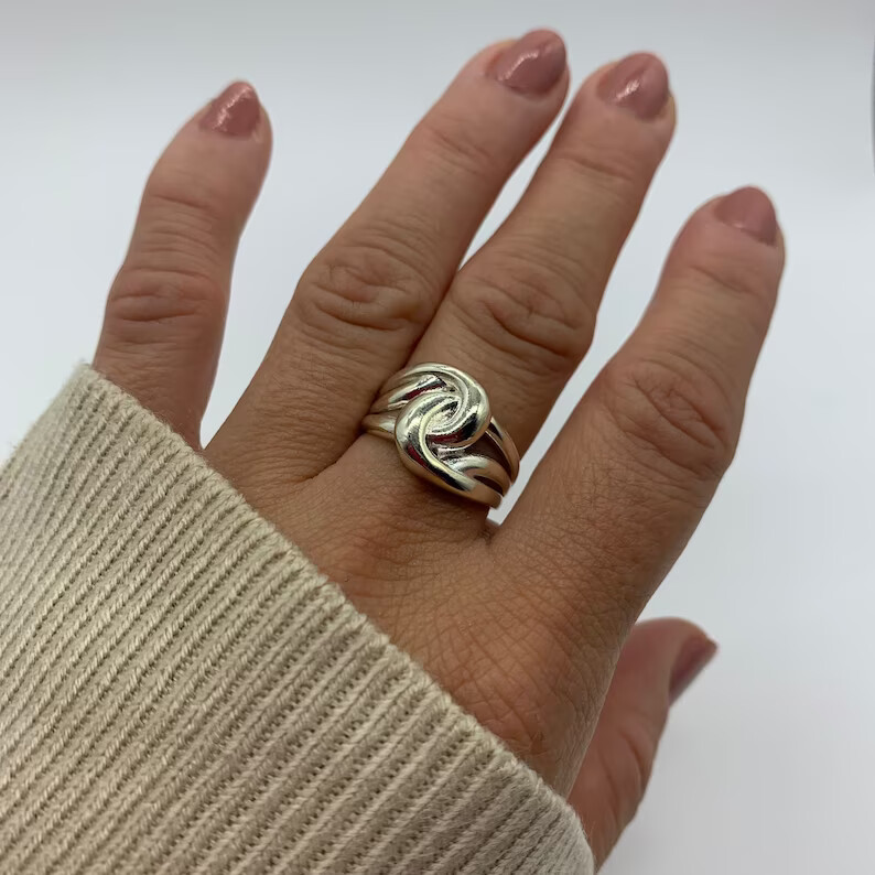 Knot Thumb 925 Sterling Silver Wide Band& Statement Ring Handmade Ring All size
