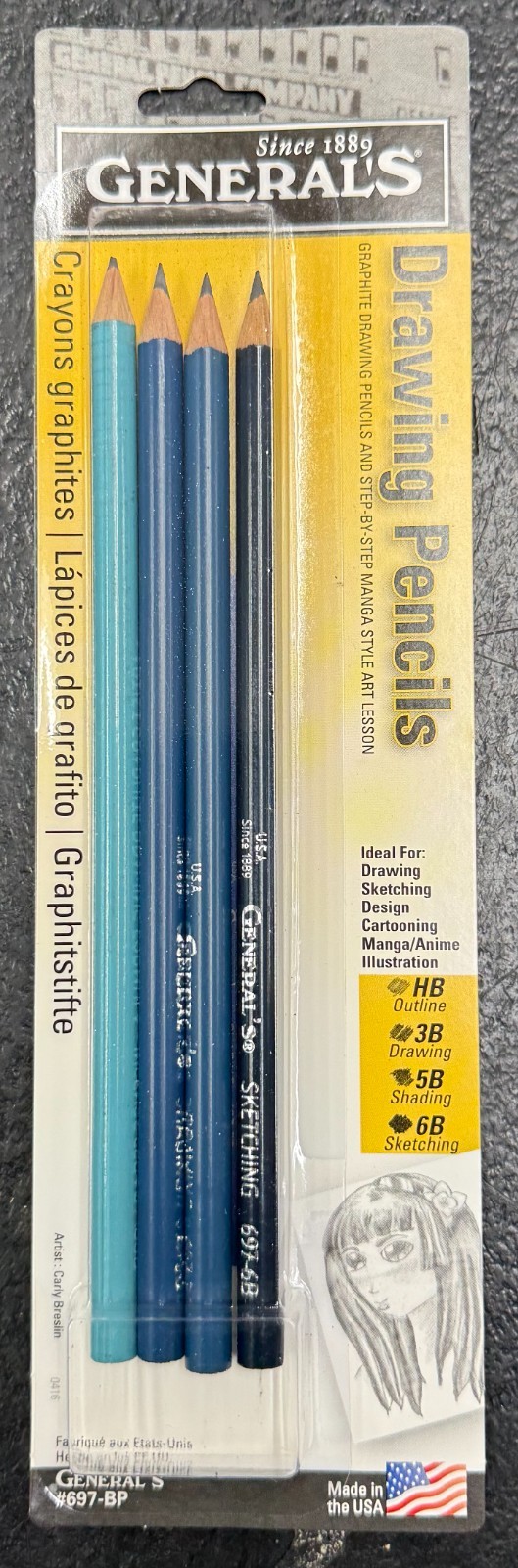 General’s Graphite Drawing Pencil Set – Lot of 6 Packs – HB, 3B, 5B, 6B