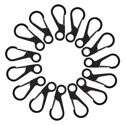 20Pcs Spring Snap Hook Carabiners Clip Spring Hanging Larger Version-Black