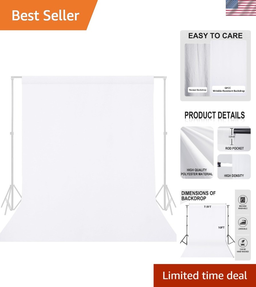 Thick White Backdrop 7.5FTx10FT - Versatile for Photography & Video Recording