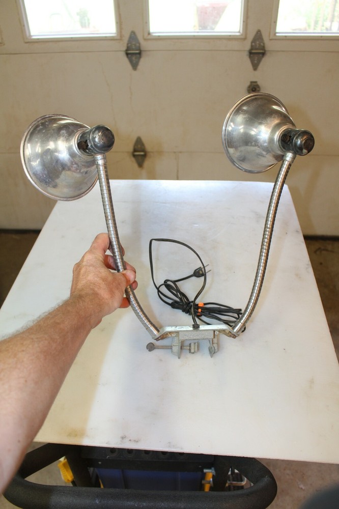 Steam Punk DOUBLE Gooseneck Lamp assembly,WORKING