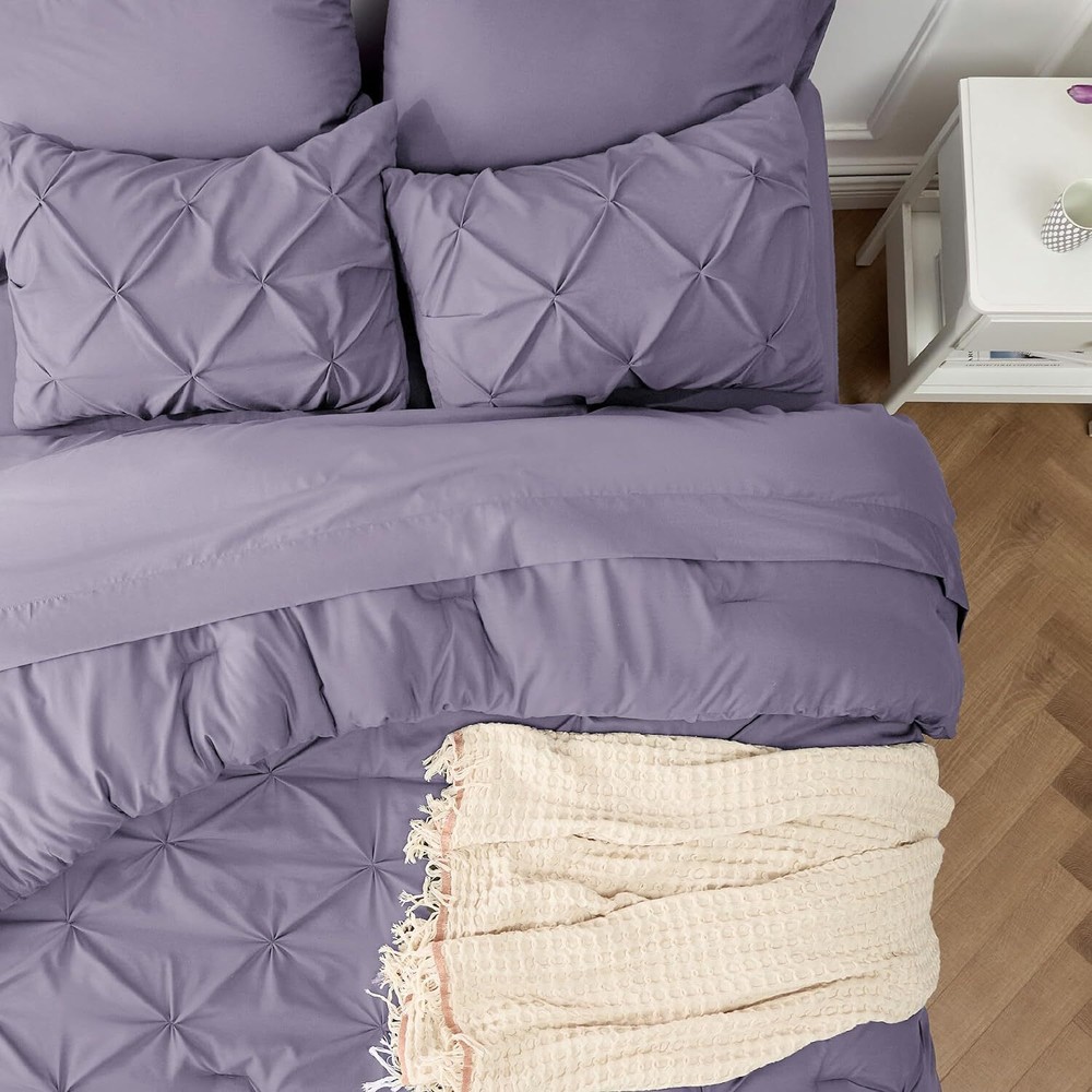 Bedsure Grayish Purple Comforter Set Queen - Bed in a Queen,
