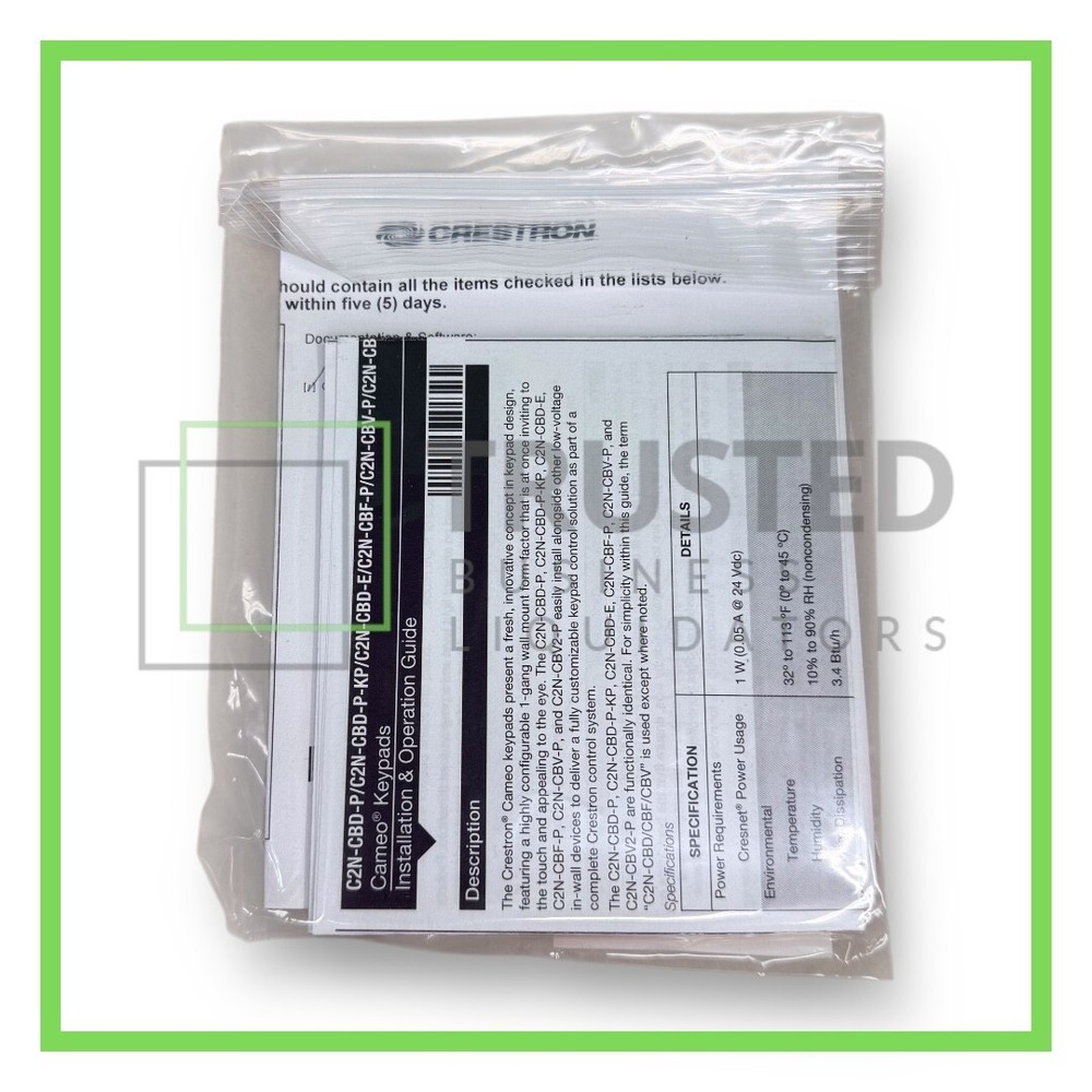 Crestron C2N-CBD-E-W-S KIT Cameo Express Keypad – White Smooth 6504638